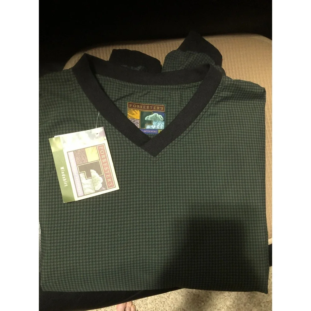 Forrester's Golf Windshirt Men's SMALL Hunter Houndstooth Teflon Microfiber NWT